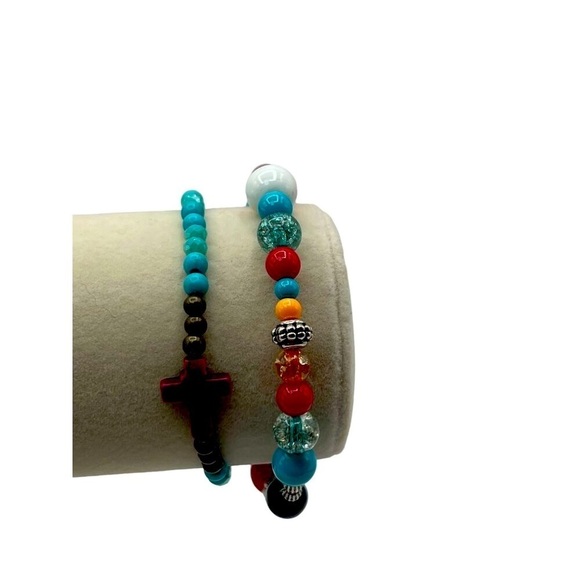 Boho Chic Faux Turquoise Statement Necklace & Bracelet Set - Picture 6 of 9